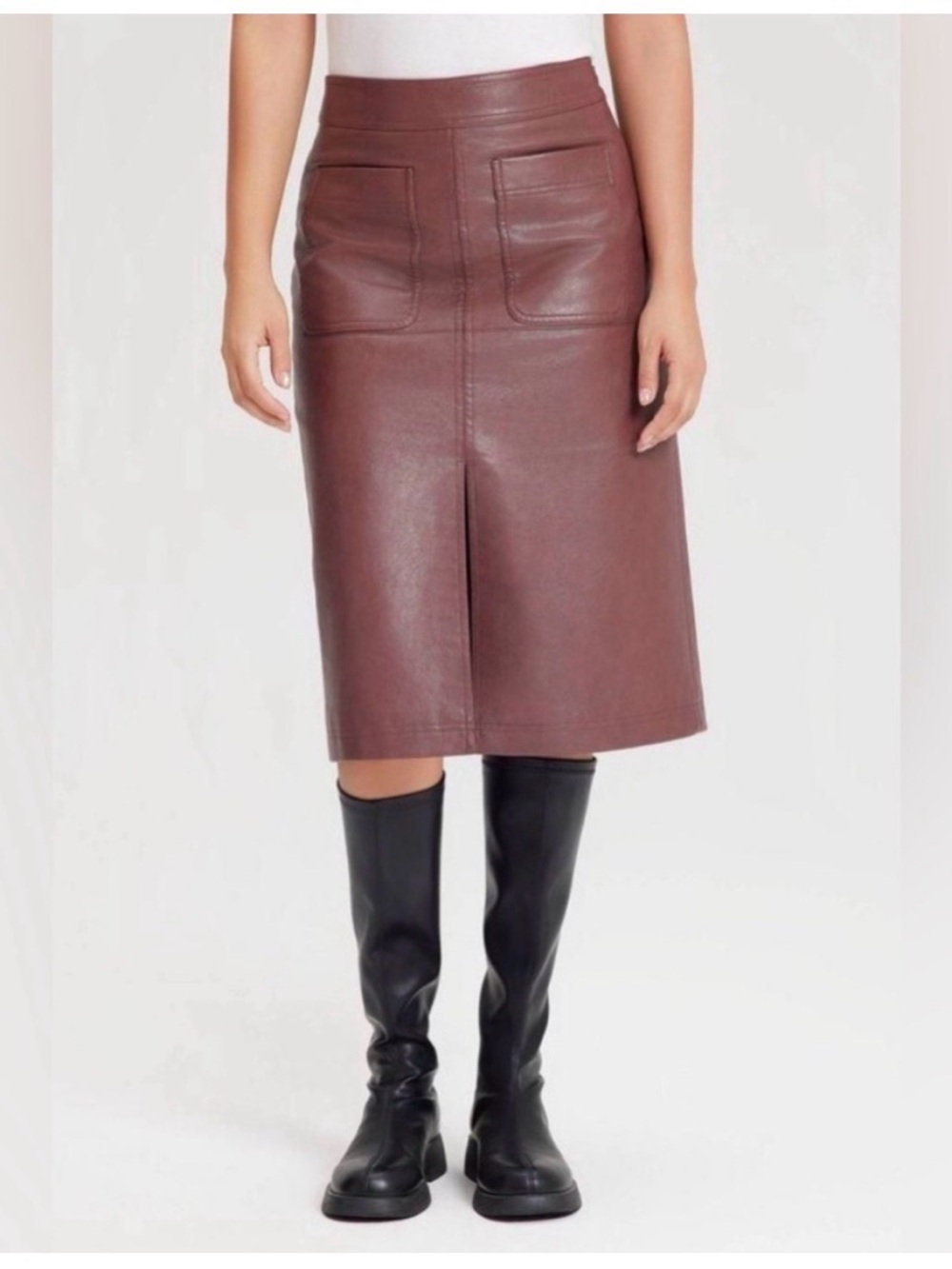 Universal thread Women's Faux Leather A line midi skirt NWT SIZW 6